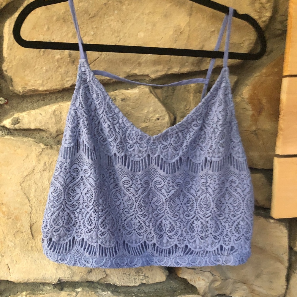 Forever 21 Plus Periwinkle/Lavender Lace Crop Top